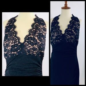 Elegant black lace halter-top formal gown, Dress, Maxi
